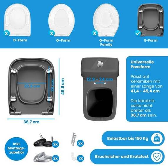 KESSER® WC Sitz mit Absenkautomatik Toilettendeckel Quick-Release-Funktion und Softclose - einfache Montage Klodeckel aus Duroplast Toilettensitz mit Edelstahl Befestigung
