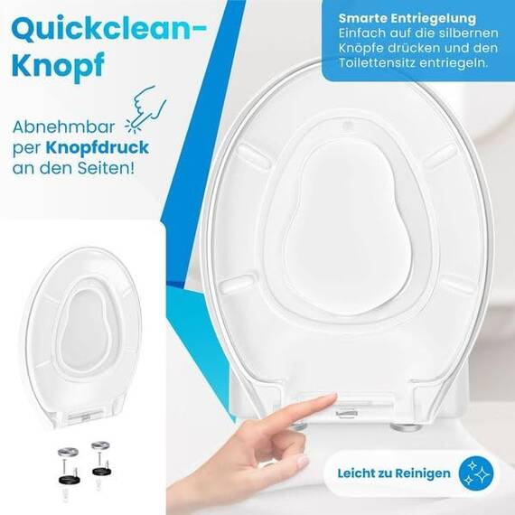 KESSER® WC Sitz mit Absenkautomatik Toilettendeckel Quick-Release-Funktion und Softclose - einfache Montage Klodeckel aus Duroplast Toilettensitz mit Edelstahl Befestigung