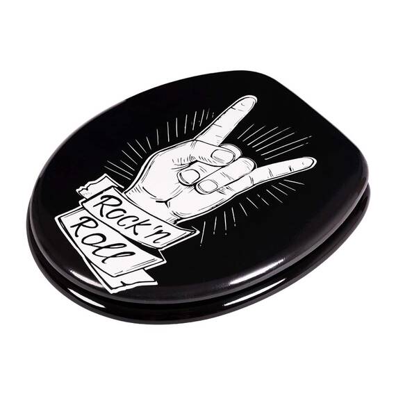 Sanilo WC Sitz mit Absenkautomatik, viele schöne Toilettendeckel zur Auswahl, hochwertige und stabile Qualität aus Holz (Rock 'n Roll)