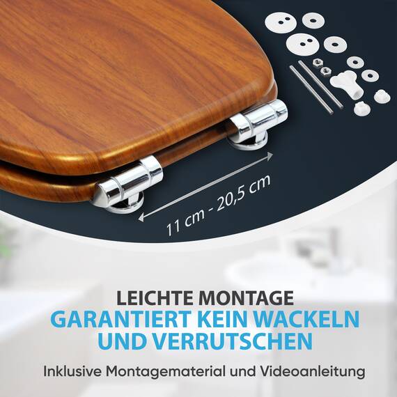 Sanilo WC Sitz mit Absenkautomatik, viele schöne Toilettendeckel zur Auswahl, hochwertige und stabile Qualität aus Holz (Mahagoni)