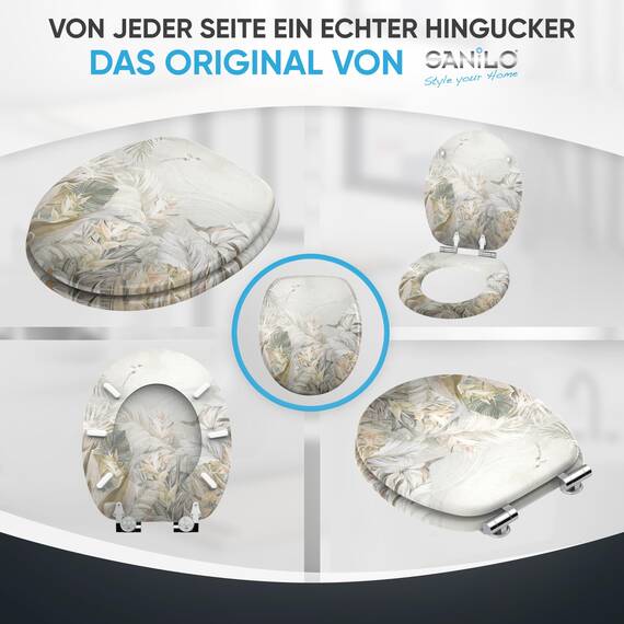 Sanilo Toilettendeckel mit Absenkautomatik, hochwertiger WC Sitz, einfache Montage, stabile Scharniere (Hortus)