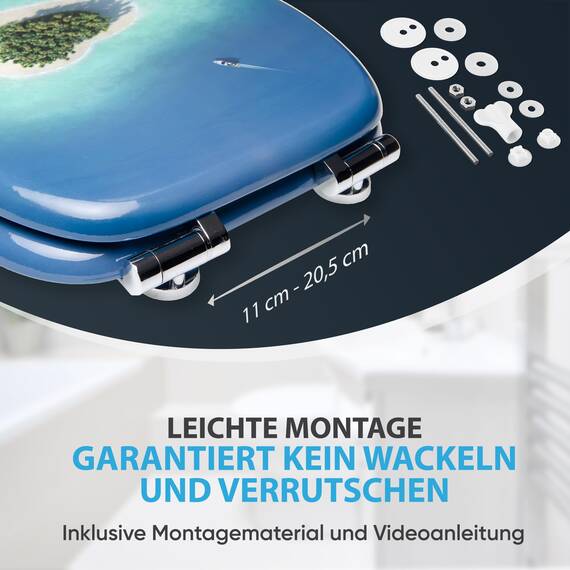 Sanilo WC Sitz mit Absenkautomatik, viele schöne Toilettendeckel zur Auswahl, hochwertige und stabile Qualität aus Holz (Dream Island)