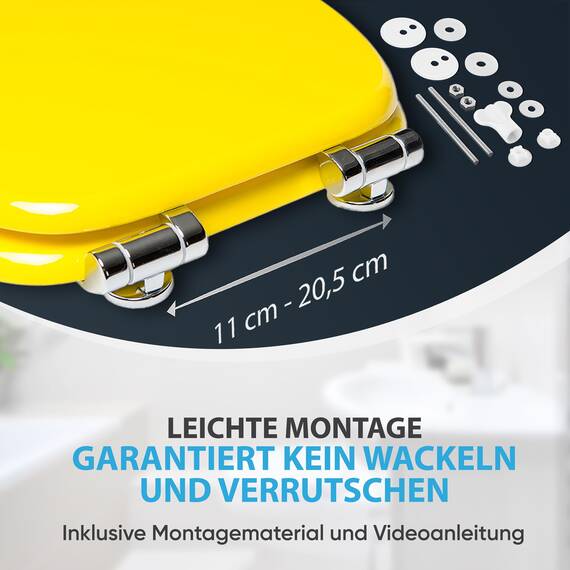 WC Sitz mit Absenkautomatik, viele schöne WC Sitze zur Auswahl, hochwertige und stabile Qualität aus Holz (Gelb)