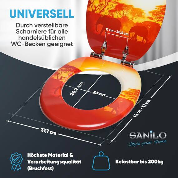 Sanilo WC Sitz mit Absenkautomatik, viele schöne Toilettendeckel zur Auswahl, hochwertige und stabile Qualität aus Holz (Savanne)