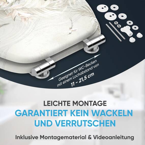 Sanilo Toilettendeckel mit Absenkautomatik, hochwertiger WC Sitz, einfache Montage, stabile Scharniere (Hortus)