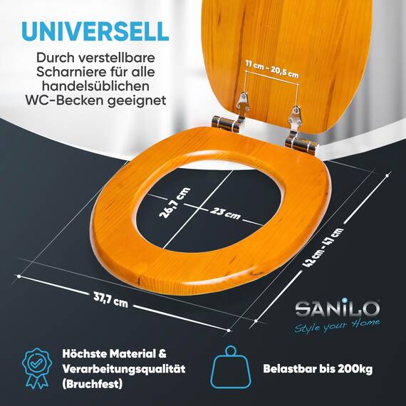 Sanilo WC-Sitz mit Absenkautomatik I Hochwertiger Toilettensitz aus Holz I Toilettendeckel in verschiedenen Motiven (Holz)