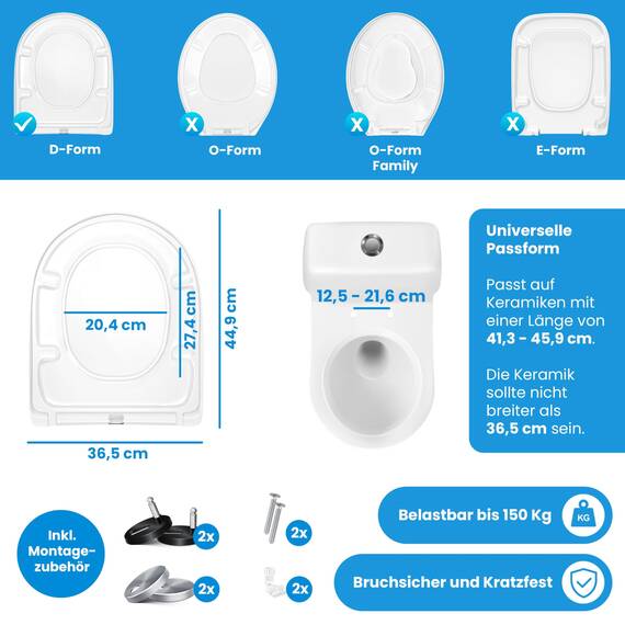 KESSER® WC Sitz mit Absenkautomatik Toilettendeckel Quick-Release-Funktion und Softclose - einfache Montage Klodeckel aus Duroplast Toilettensitz mit Edelstahl Befestigung