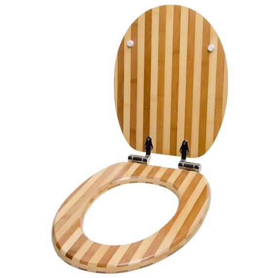 Sanilo WC Sitz mit Absenkautomatik, viele schöne Toilettendeckel zur Auswahl, hochwertige und stabile Qualität aus Holz (Bambus Gestreift)