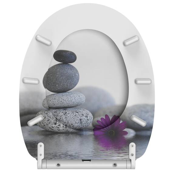 Sanilo WC Sitz mit Absenkautomatik & Schnellverschluss, Toilettendeckel per Knopfdruck abnehmbar, einfache Montage von oben (Energy Stones)