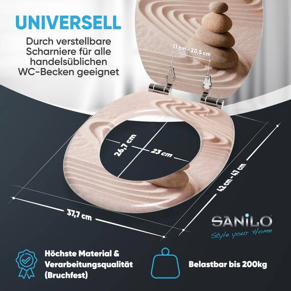 Sanilo WC Sitz mit Absenkautomatik, viele schöne Toilettendeckel zur Auswahl, hochwertige und stabile Qualität aus Holz (Zen)