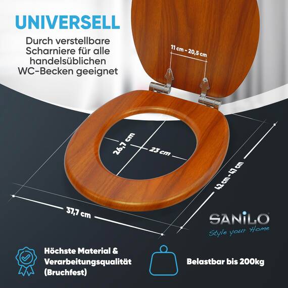 Sanilo WC Sitz mit Absenkautomatik, viele schöne Toilettendeckel zur Auswahl, hochwertige und stabile Qualität aus Holz (Mahagoni)