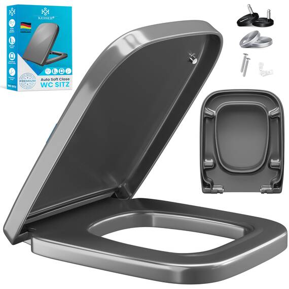 KESSER® WC Sitz mit Absenkautomatik Toilettendeckel Quick-Release-Funktion und Softclose - einfache Montage Klodeckel aus Duroplast Toilettensitz mit Edelstahl Befestigung