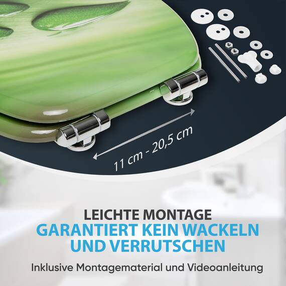 Sanilo WC-Sitz mit Absenkautomatik I Hochwertiger Toilettensitz aus Holz I Toilettendeckel in verschiedenen Motiven (Green Leaf)