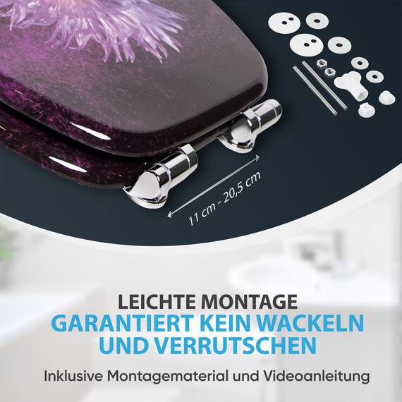 Sanilo WC Sitz mit Absenkautomatik, viele schöne schwarze Toilettendeckel zur Auswahl, hochwertige und stabile Qualität aus Holz (Purple Dust)