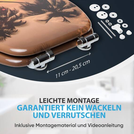 Sanilo WC Sitz mit Absenkautomatik, viele schöne Toilettendeckel zur Auswahl, hochwertige und stabile Qualität aus Holz (Summer)