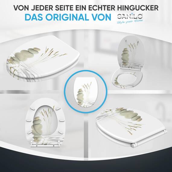 Sanilo WC Sitz mit Absenkautomatik & Schnellverschluss, Toilettendeckel per Knopfdruck abnehmbar, einfache Montage von oben (Balance)