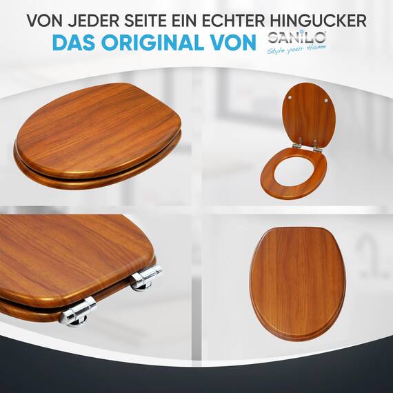 Sanilo WC Sitz mit Absenkautomatik, viele schöne Toilettendeckel zur Auswahl, hochwertige und stabile Qualität aus Holz (Mahagoni)