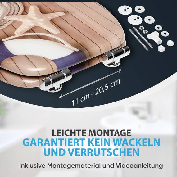 Sanilo WC-Sitz mit Absenkautomatik I Hochwertiger Toilettensitz aus Holz I Toilettendeckel in verschiedenen Motiven (Maritim)