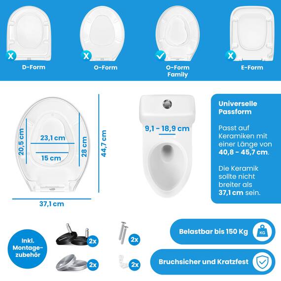 KESSER® WC Sitz mit Absenkautomatik Toilettendeckel Quick-Release-Funktion und Softclose - einfache Montage Klodeckel aus Duroplast Toilettensitz mit Edelstahl Befestigung