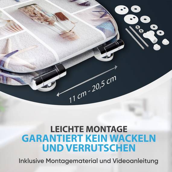 Sanilo WC-Sitz mit Absenkautomatik I Hochwertiger Toilettensitz aus Holz I Toilettendeckel in verschiedenen Motiven (Meeresbrise)