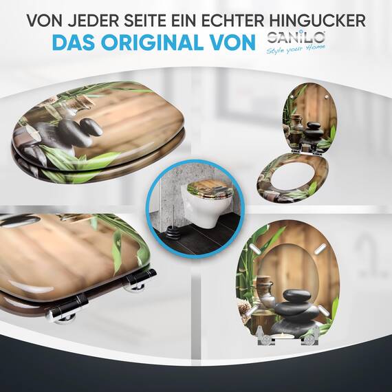 Sanilo WC Sitz mit Absenkautomatik, viele schöne Toilettendeckel zur Auswahl, hochwertige und stabile Qualität aus Holz (Spa)