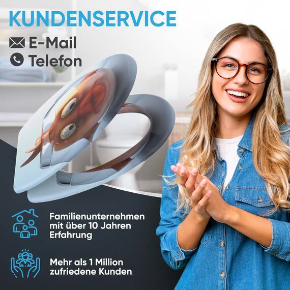 Sanilo WC Sitz mit Absenkautomatik & Schnellverschluss, Toilettendeckel per Knopfdruck abnehmbar, einfache Montage von oben (Goldfisch)