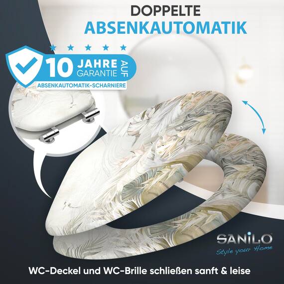 Sanilo Toilettendeckel mit Absenkautomatik, hochwertiger WC Sitz, einfache Montage, stabile Scharniere (Hortus)