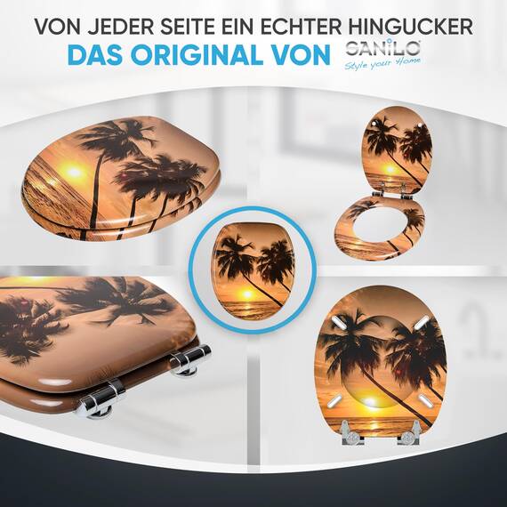 Sanilo WC Sitz mit Absenkautomatik, viele schöne Toilettendeckel zur Auswahl, hochwertige und stabile Qualität aus Holz (Summer)