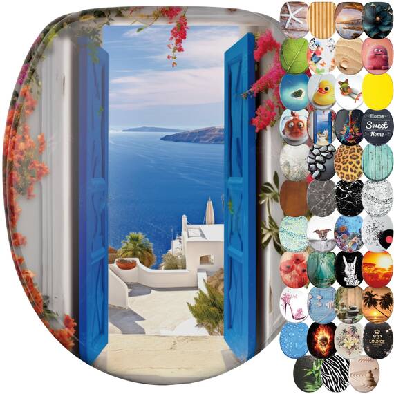Sanilo Toilettendeckel mit Absenkautomatik, hochwertiger WC Sitz, einfache Montage, stabile Scharniere (Greece)
