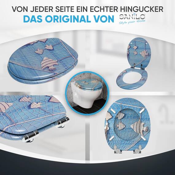 Sanilo WC Sitz mit Absenkautomatik, viele schöne Toilettendeckel zur Auswahl, hochwertige und stabile Qualität aus Holz (Seefahrt)