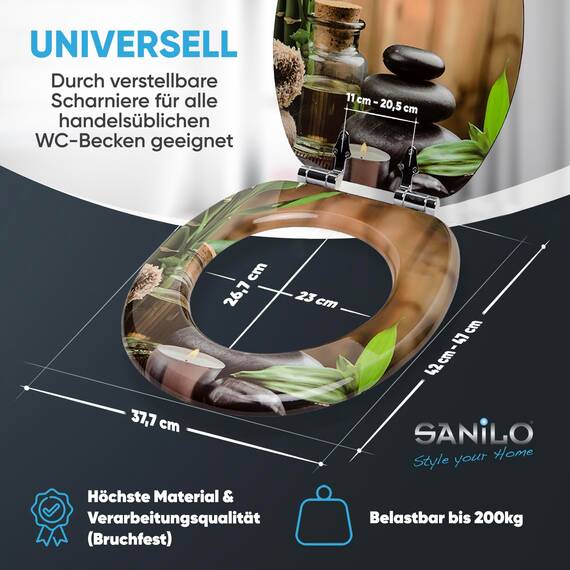 Sanilo WC Sitz mit Absenkautomatik, viele schöne Toilettendeckel zur Auswahl, hochwertige und stabile Qualität aus Holz (Spa)