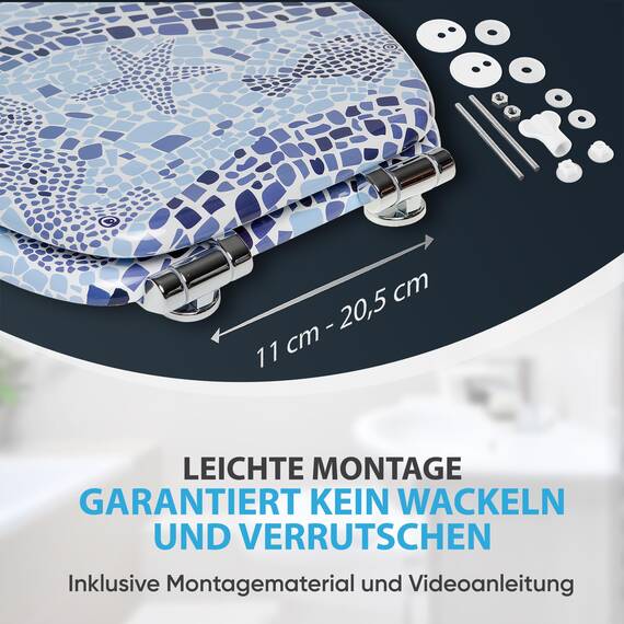 Sanilo WC-Sitz mit Absenkautomatik I Hochwertiger Toilettensitz aus Holz I Toilettendeckel in verschiedenen Motiven (Mosaic World)