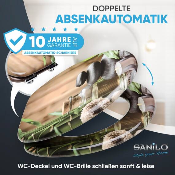 Sanilo WC Sitz mit Absenkautomatik, viele schöne Toilettendeckel zur Auswahl, hochwertige und stabile Qualität aus Holz (Spa)