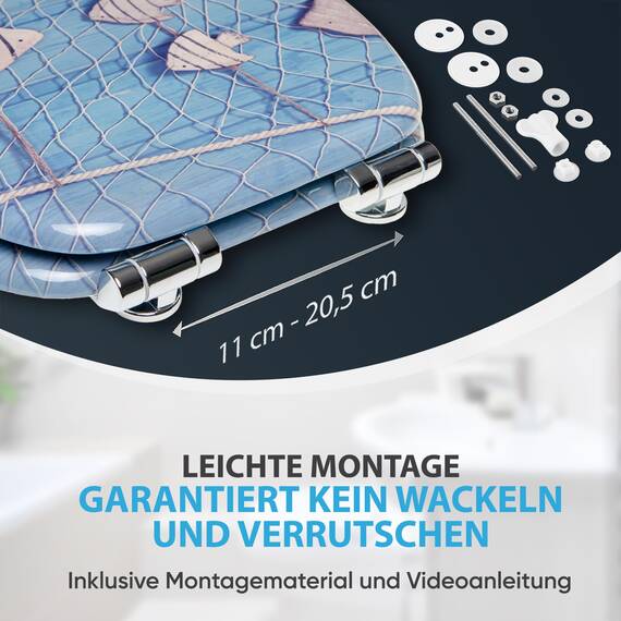 Sanilo WC Sitz mit Absenkautomatik, viele schöne Toilettendeckel zur Auswahl, hochwertige und stabile Qualität aus Holz (Seefahrt)