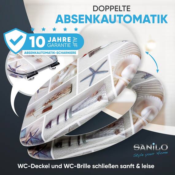 Sanilo WC-Sitz mit Absenkautomatik I Hochwertiger Toilettensitz aus Holz I Toilettendeckel in verschiedenen Motiven (Meeresbrise)