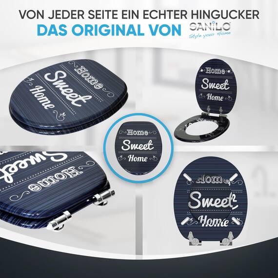 Sanilo WC Sitz mit Absenkautomatik, viele schöne Toilettendeckel zur Auswahl, hochwertige und stabile Qualität aus Holz (Home Sweet Home)