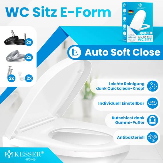 KESSER® WC Sitz mit Absenkautomatik Toilettendeckel Quick-Release-Funktion und Softclose - einfache Montage Klodeckel aus Duroplast Toilettensitz mit Edelstahl Befestigung