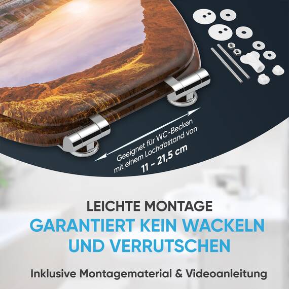 Sanilo Toilettendeckel mit Absenkautomatik, hochwertiger WC Sitz, einfache Montage, stabile Scharniere (Bay)