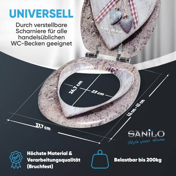 Sanilo WC-Sitz mit Absenkautomatik I Hochwertiger Toilettensitz aus Holz I Toilettendeckel in verschiedenen Motiven (Bavaria)
