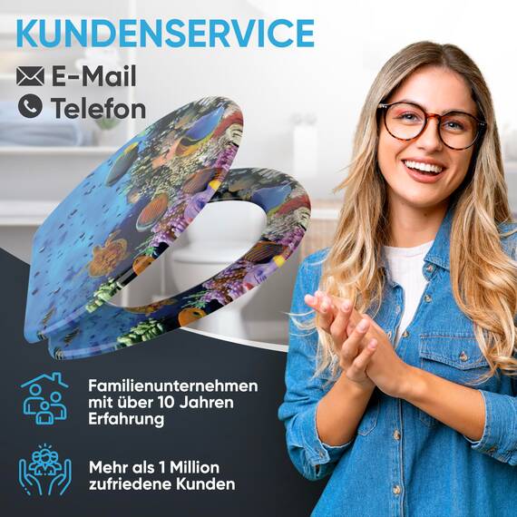 Sanilo WC Sitz mit Absenkautomatik & Schnellverschluss, Toilettendeckel per Knopfdruck abnehmbar, einfache Montage von oben (Ocean)