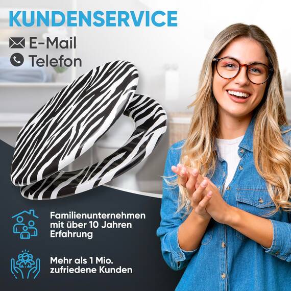 Sanilo WC Sitz mit Absenkautomatik, viele schöne schwarze Toilettendeckel zur Auswahl, hochwertige und stabile Qualität aus Holz (Zebra)