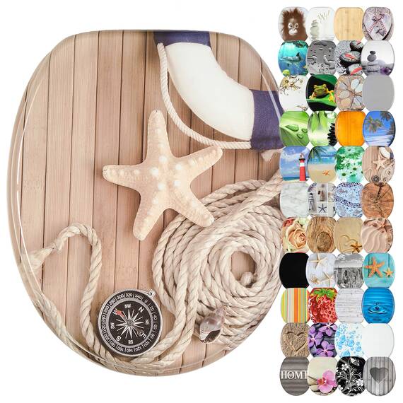 Sanilo WC-Sitz mit Absenkautomatik I Hochwertiger Toilettensitz aus Holz I Toilettendeckel in verschiedenen Motiven (Maritim)
