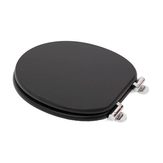 SINOBATH WC-Sitz Schwarz Matt mit Absenkautomatik, Klodeckel O-Form aus stabilem MDF, Toilettendeckel mit Edelstahlscharnieren, Soft-Close & Geräuschlos（Black）