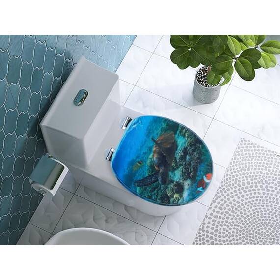SINOBATH WC Sitz mit Absenkautomatik, viele schöne WC Sitze zur Auswahl, hochwertige und stabile Qualität aus Holz（Meeresorganismen)