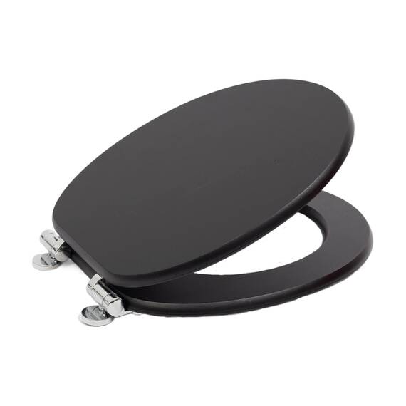 SINOBATH WC-Sitz Schwarz Matt mit Absenkautomatik, Klodeckel O-Form aus stabilem MDF, Toilettendeckel mit Edelstahlscharnieren, Soft-Close & Geräuschlos（Black）