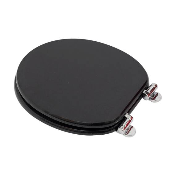 SINOBATH WC-Sitz Schwarz Matt mit Absenkautomatik, Klodeckel O-Form aus stabilem MDF, Toilettendeckel mit Edelstahlscharnieren, Soft-Close & Geräuschlos（Black）