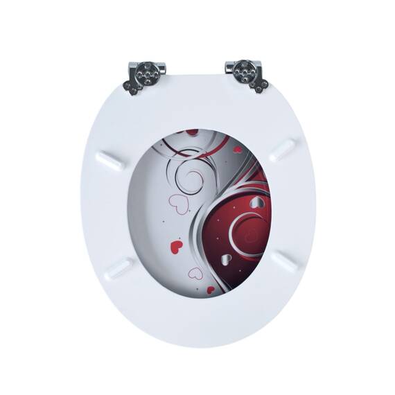 SINOBATH WC-Sitz mit Soft-Close Funktion, Antibakterieller Toiletten-Deckel aus MDF Holzkern, Einfache Montage, Stabil & Langlebig（Herz Muster）