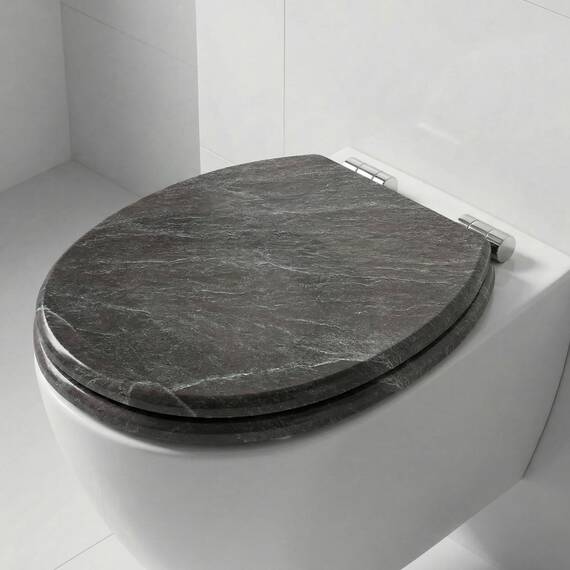 SINOBATH WC Sitz mit Absenkautomatik, Hochwertige und Stabile Qualität aus Holz, Marmor