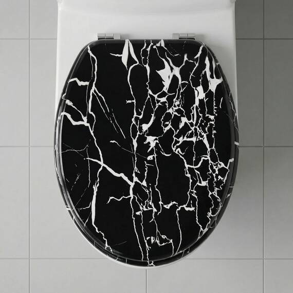 SINOBATH WC Sitz mit Absenkautomatik, viele schöne WC Sitze zur Auswahl, hochwertige und stabile Qualität aus Holz (Black Marmor)