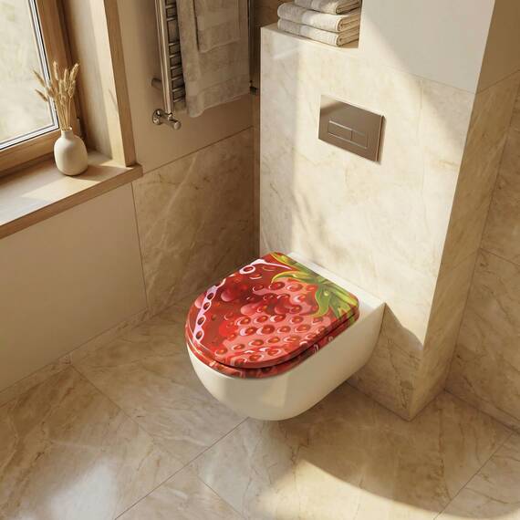 Premium WC-Sitz aus MDF | Mit Geräuscharmer Absenkautomatik & Edler Holzoptik | Universell, Robust & Langlebig | Markenqualität von die Erdbeere